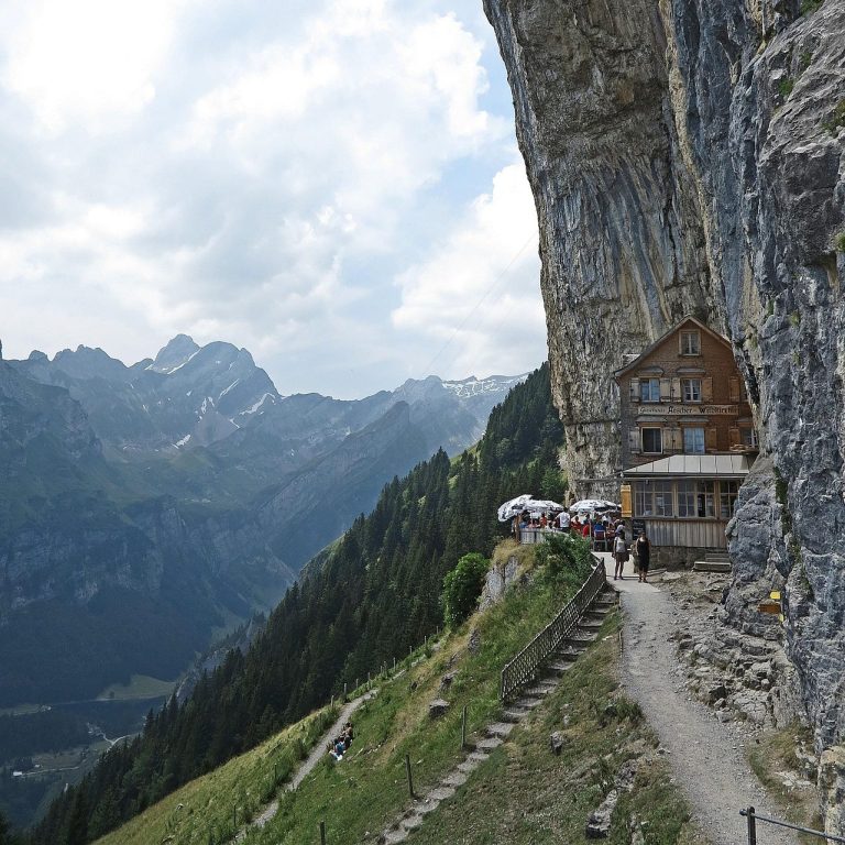 Tourists exploring scenic local attractions near their hotel during vacation
